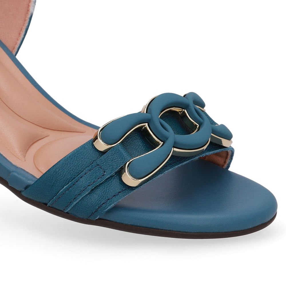 Sandália Salto Anabela Azul Enfeite Azul 4