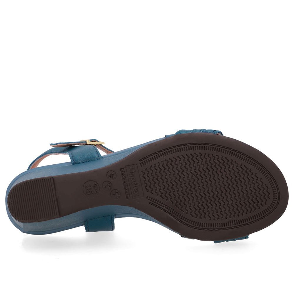 Sandália Salto Anabela Azul Enfeite Azul 5