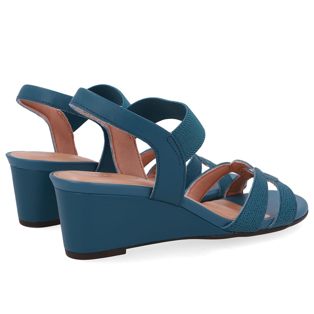 Sandália Salto Anabela Azul Tira Elástico Azul 3