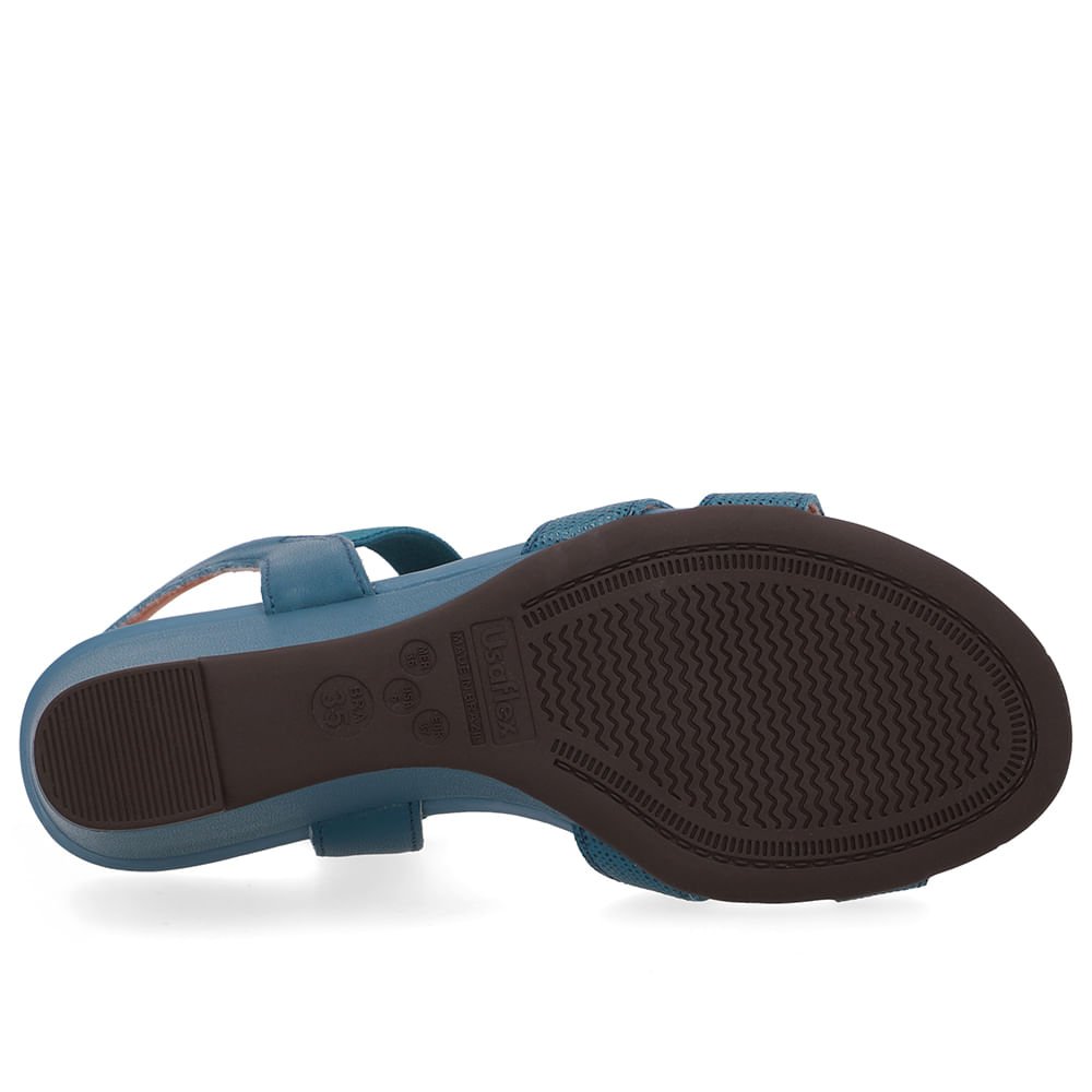 Sandália Salto Anabela Azul Tira Elástico Azul 5