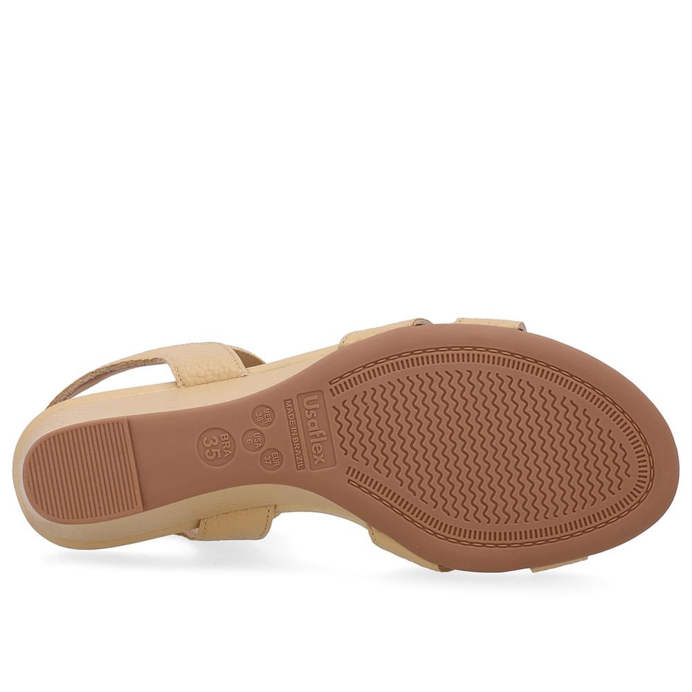 Sandália Salto Anabela Bege Creme Tira Elástico Creme 5