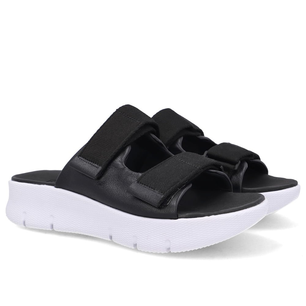 Tamanco Duas Tiras Couro Preto Preto 2