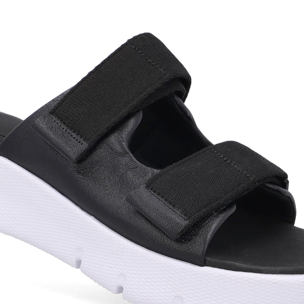 Tamanco Duas Tiras Couro Preto Preto 4