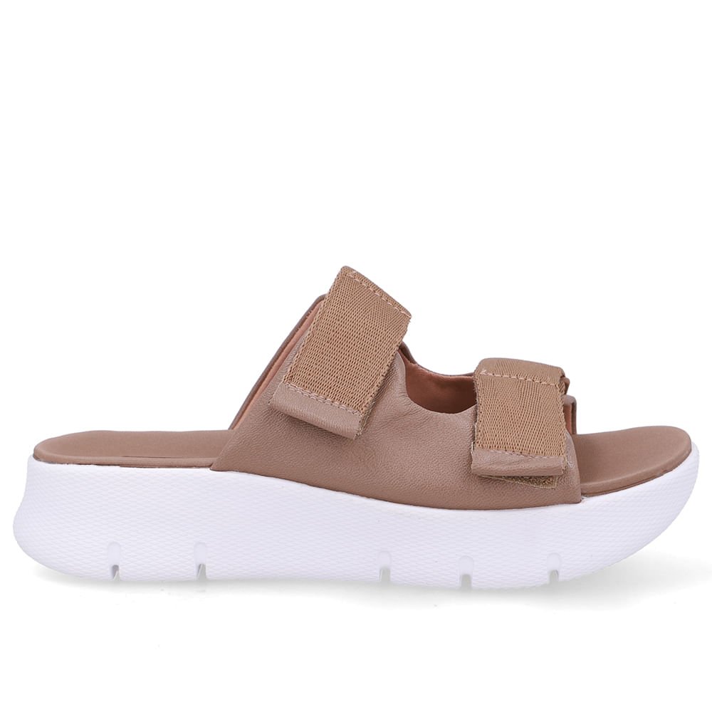 Tamanco Duas Tiras Couro Marrom Fendi