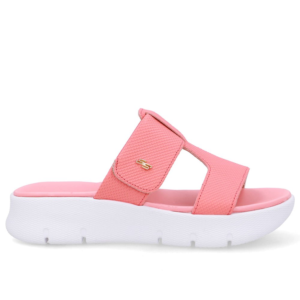 Tamanco Salto Plataforma Couro Laranja Fecho-Flex