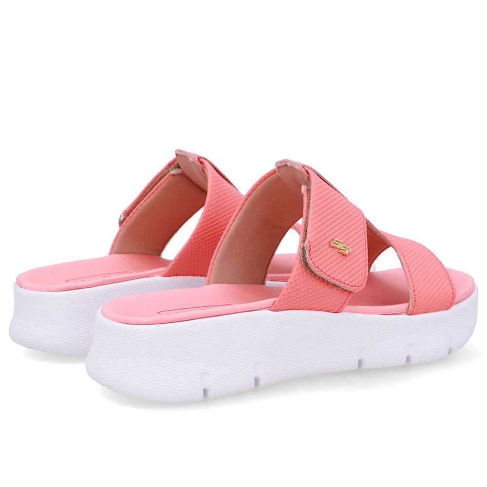 Tamanco Salto Plataforma Couro Laranja Fecho-Flex Rosa 3