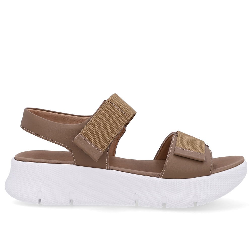 Sandália Salto Plataforma Couro Marrom Fendi Duas Tiras