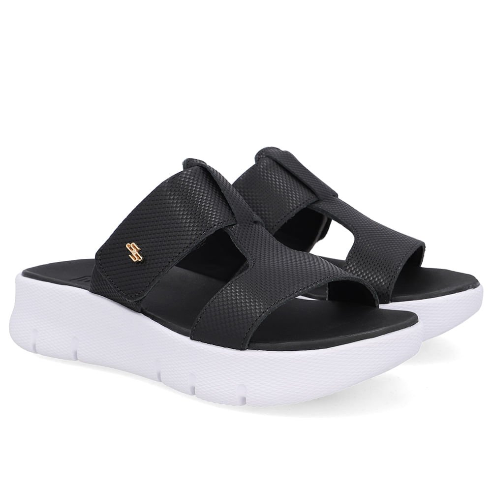 Tamanco Salto Plataforma Couro Preto Fecho-Flex Preto 2