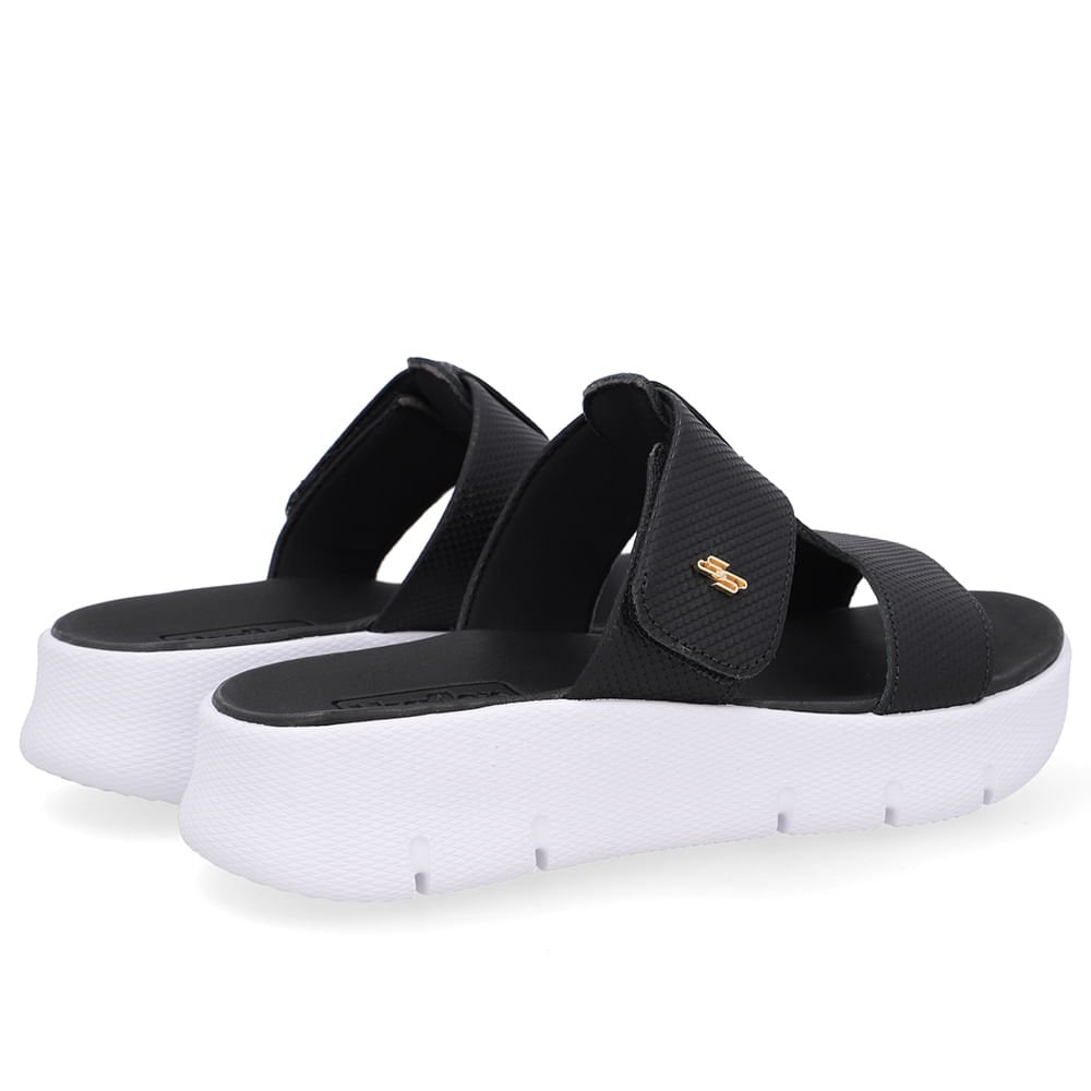 Tamanco Salto Plataforma Couro Preto Fecho-Flex Preto 3