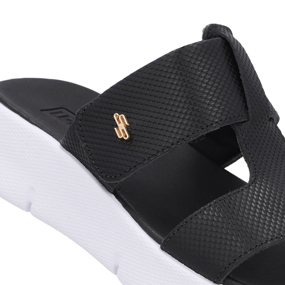 Tamanco Salto Plataforma Couro Preto Fecho-Flex Preto 4