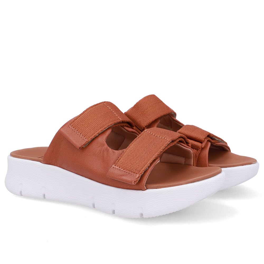 Tamanco Duas Tiras Couro Marrom Marrom 2