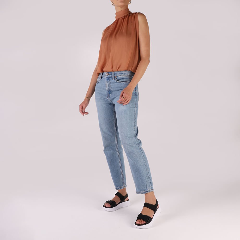 Sandália Salto Plataforma Couro Preta Duas Tiras Preto 4