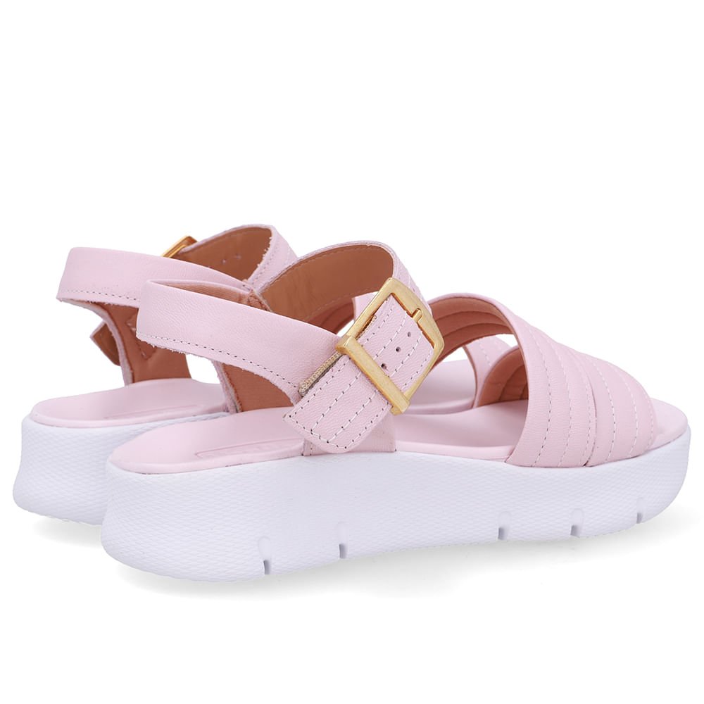 Sandália Tiras Couro Rosa Linha Enfeite Rosa 3