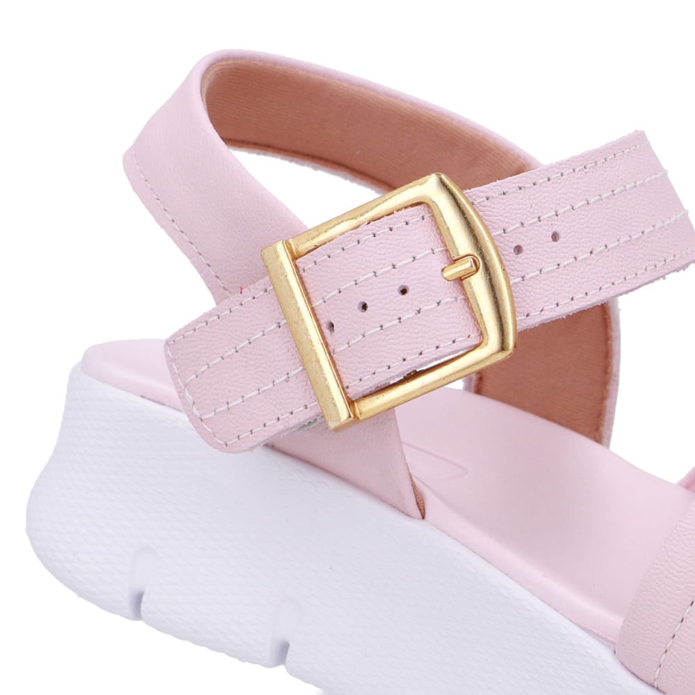 Sandália Tiras Couro Rosa Linha Enfeite Rosa 4