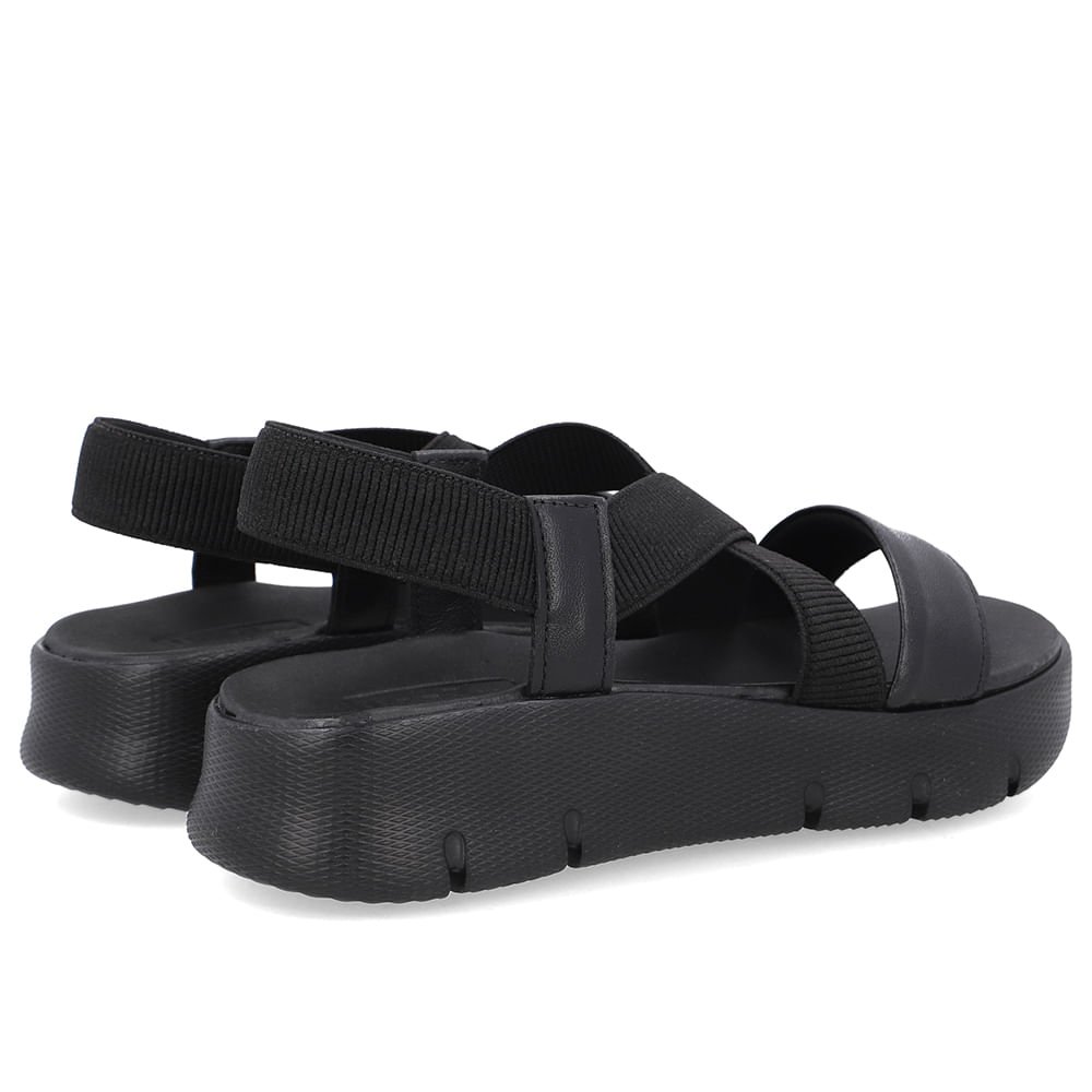 Sandália Papete Couro Preta Tiras Preto 3