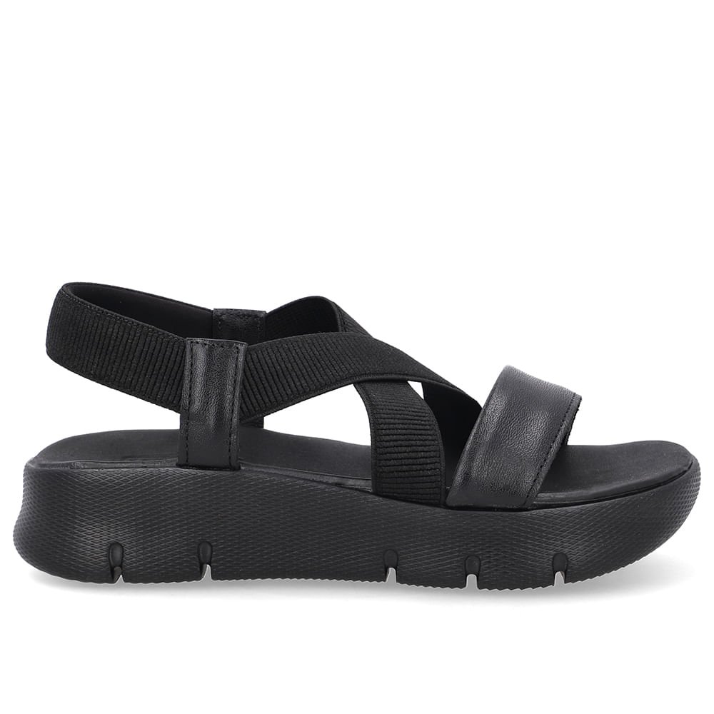 Sandália Papete Couro Preta Tiras