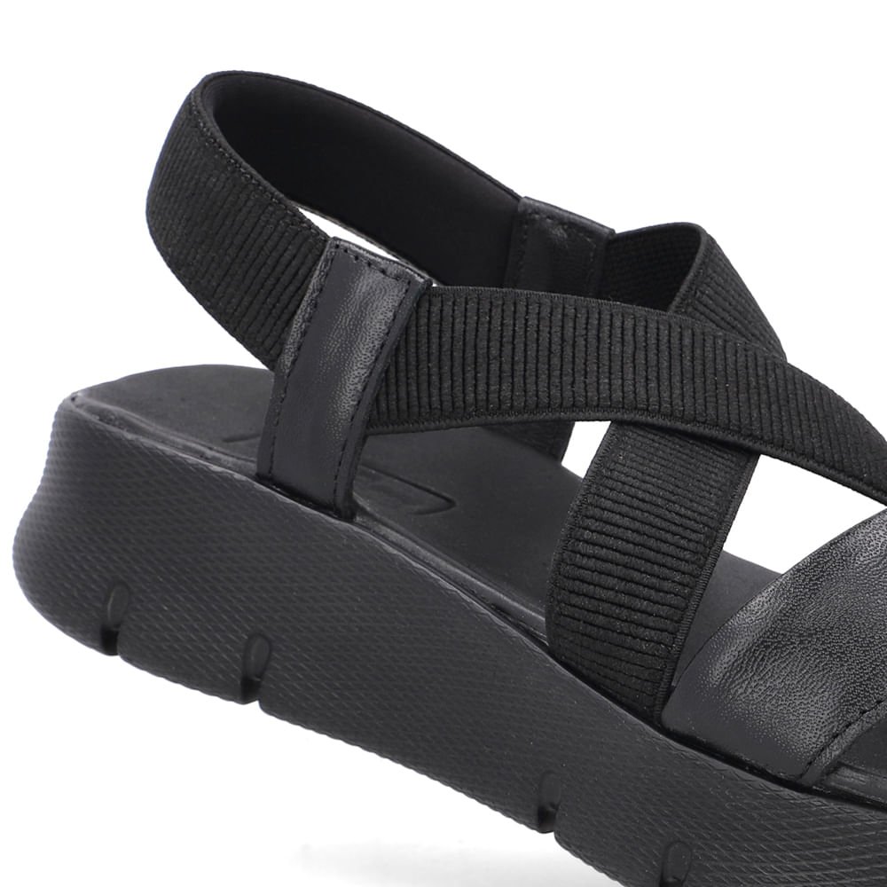 Sandália Papete Couro Preta Tiras Preto 4