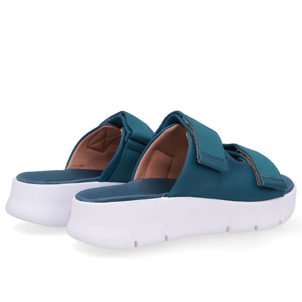 Tamanco Duas Tiras Couro Azul Azul 3