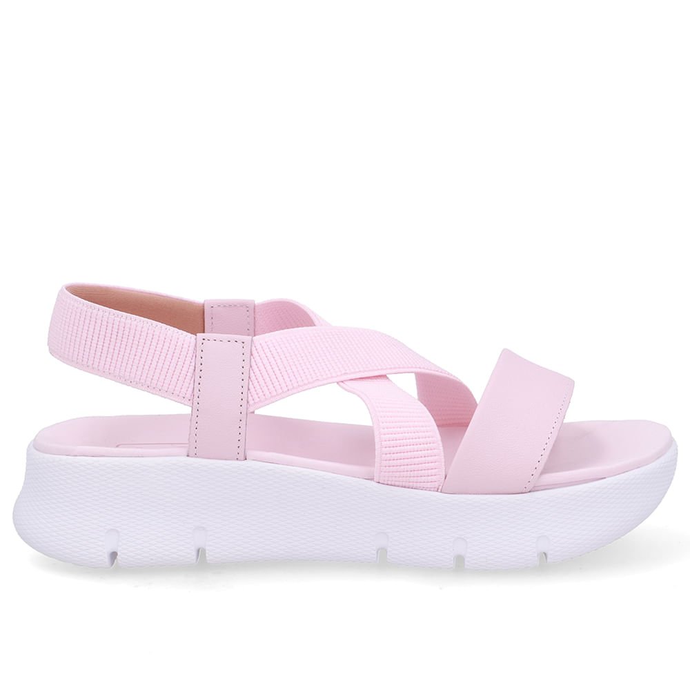Sandália Papete Couro Rosa Tiras