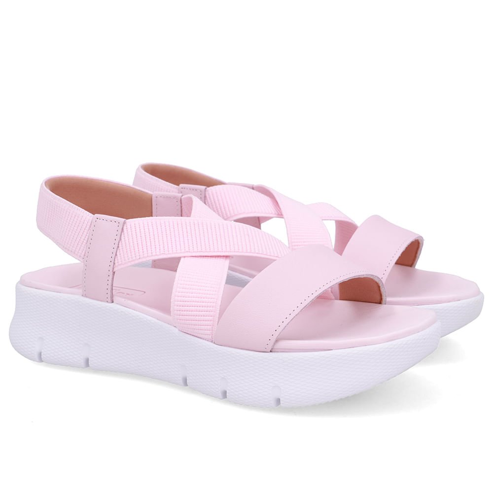Sandália Papete Couro Rosa Tiras Rosa 2