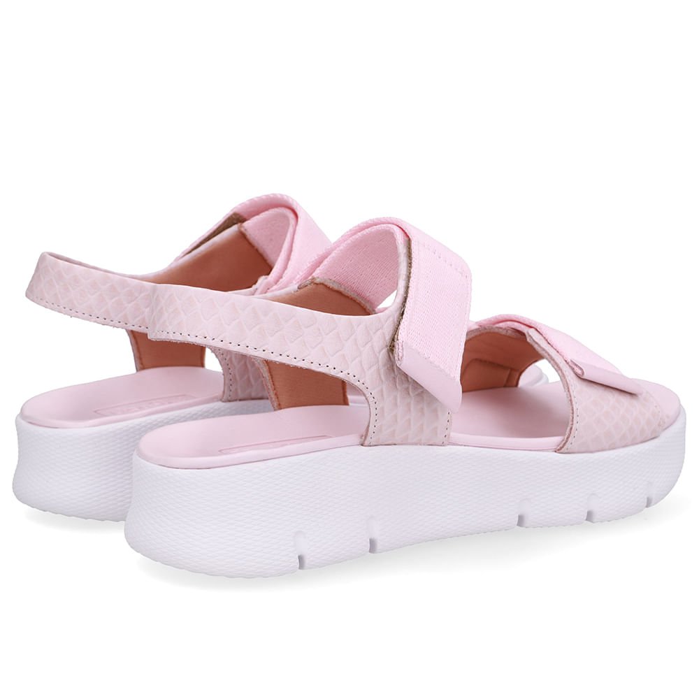 Sandália Salto Plataforma Couro Rosa Duas Tiras Rosa 3