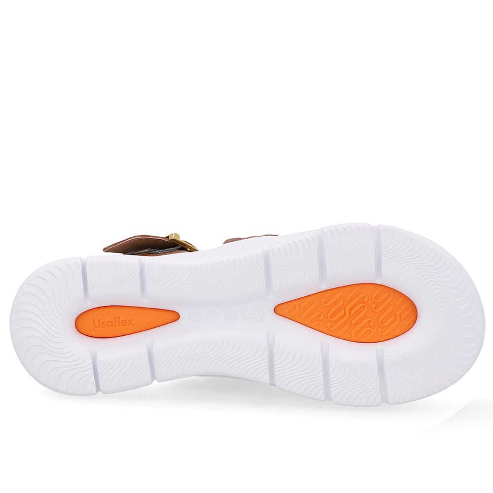 Sandália Tiras Couro Marrom Linha Enfeite Marrom 5