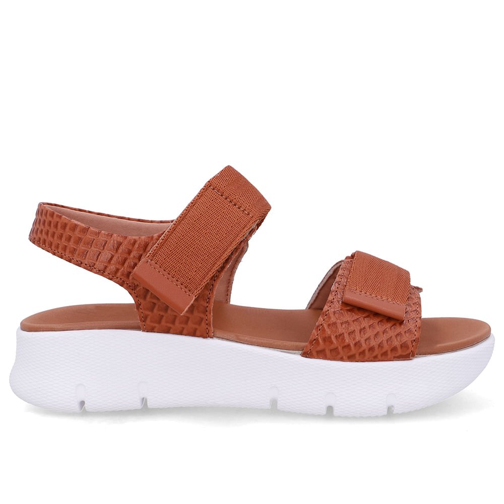 Sandália Salto Plataforma Couro Marrom Duas Tiras