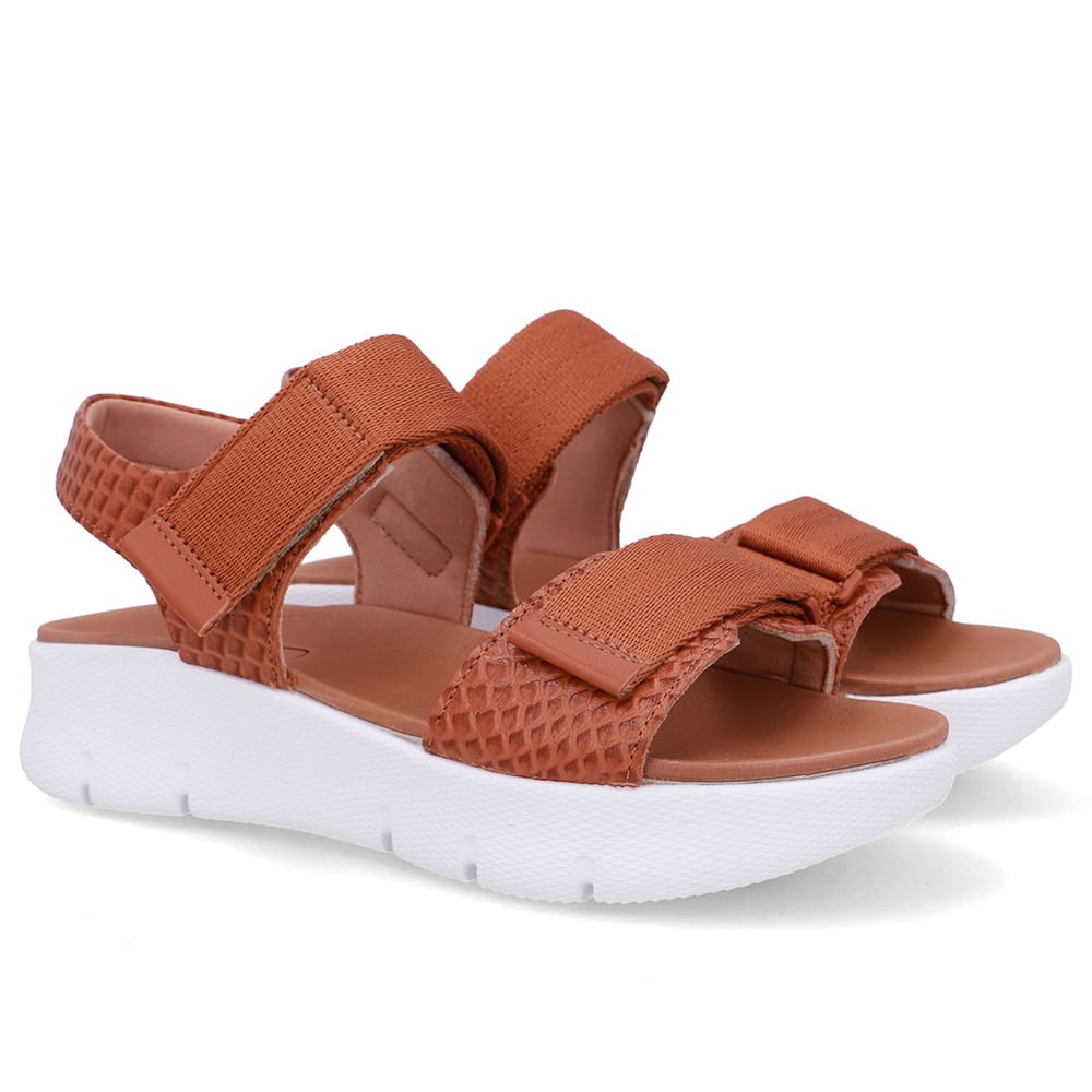 Sandália Salto Plataforma Couro Marrom Duas Tiras Marrom 2