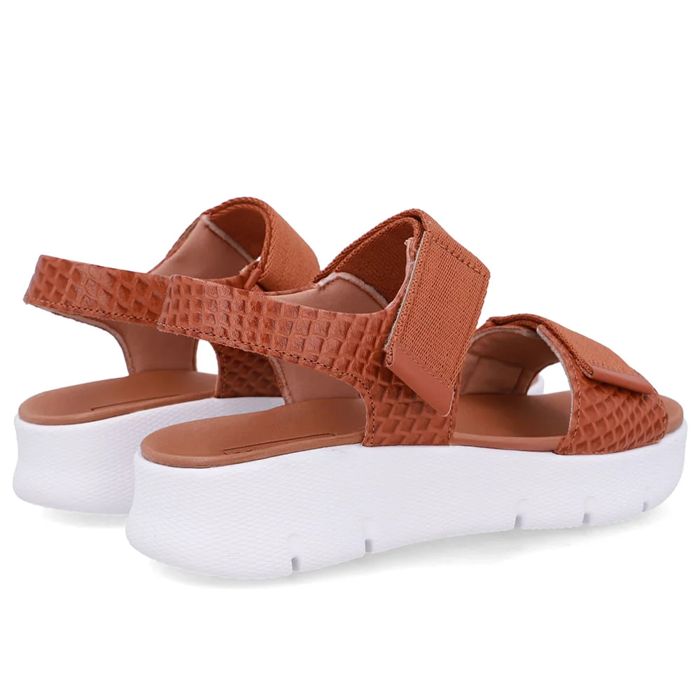 Sandália Salto Plataforma Couro Marrom Duas Tiras Marrom 3