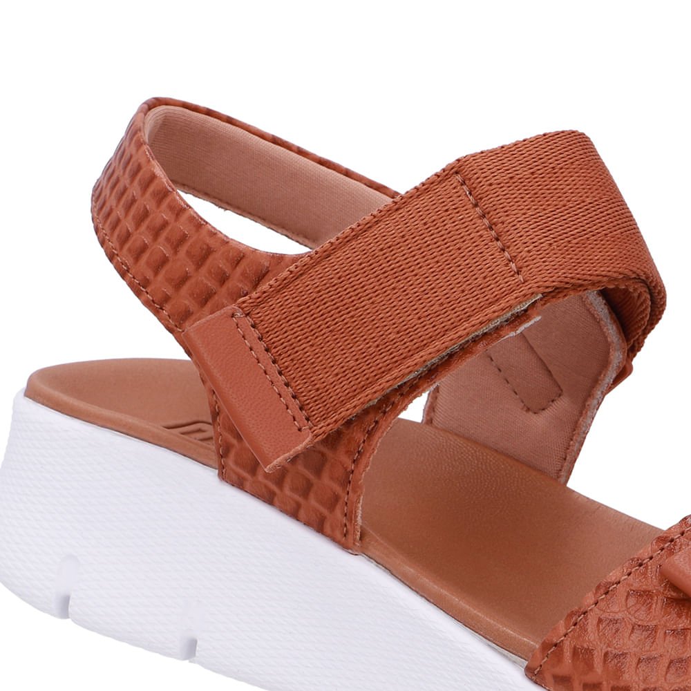 Sandália Salto Plataforma Couro Marrom Duas Tiras Marrom 4