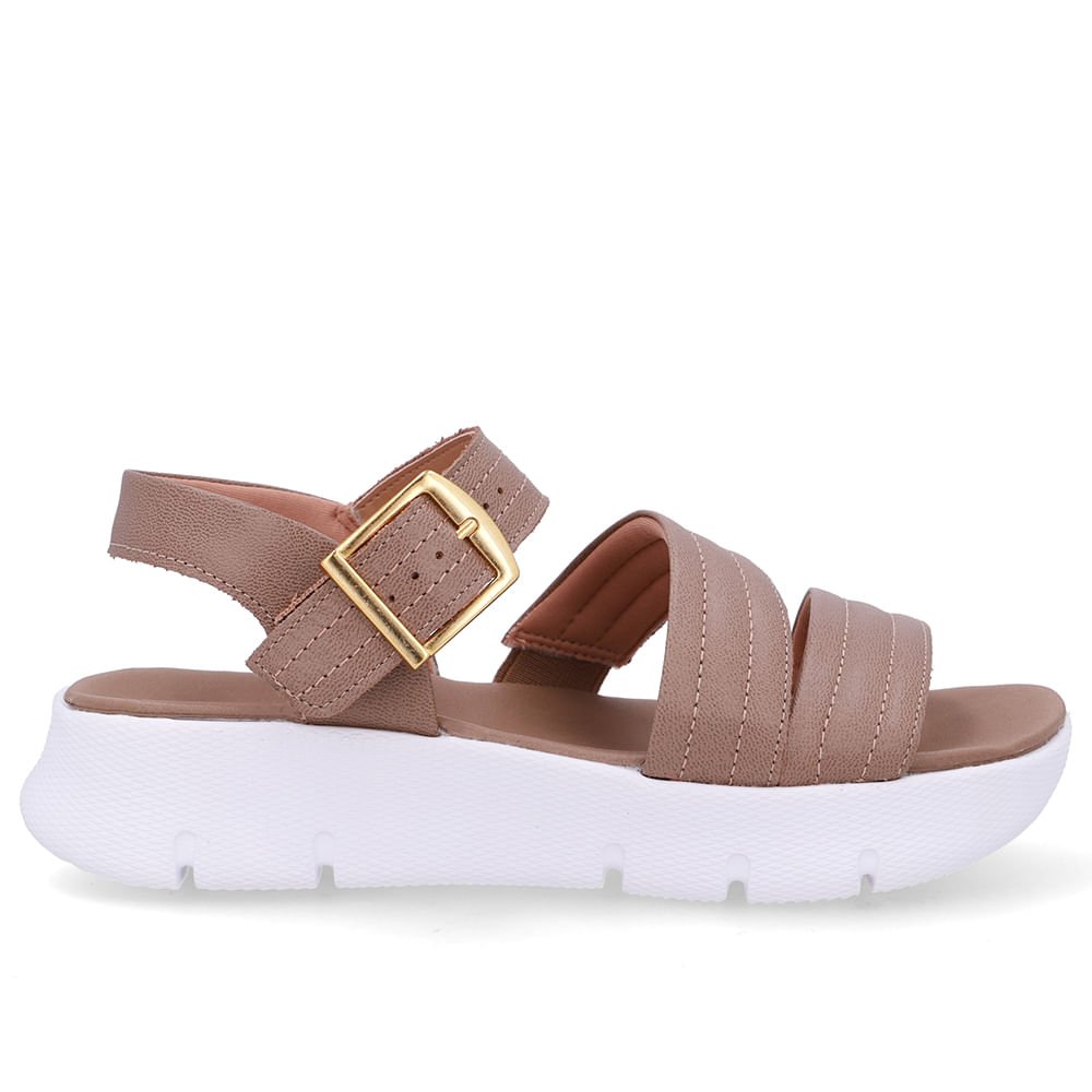 Sandália Tiras Couro Marrom Fendi Linha Enfeite