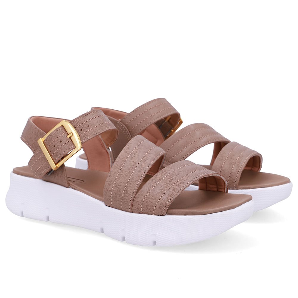 Sandália Tiras Couro Marrom Fendi Linha Enfeite Marrom 2