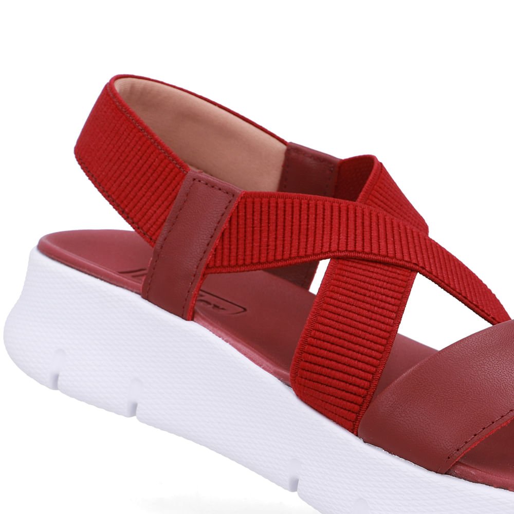 Sandália Papete Couro Vermelha Tiras Vermelho 4