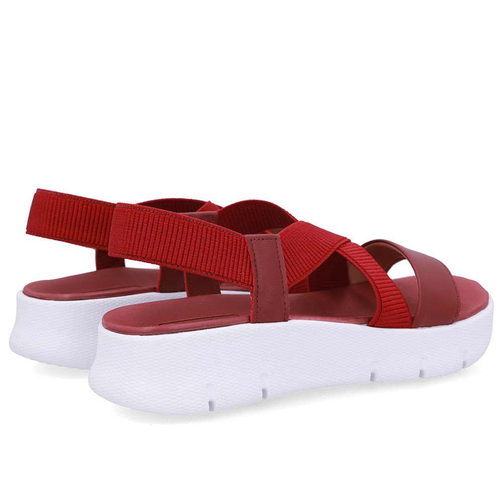 Sandália Papete Couro Vermelha Tiras Vermelho 3