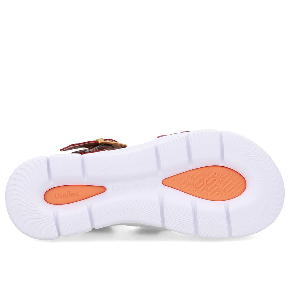 Sandália Tiras Couro Vermelha Linha Enfeite Vermelho 5