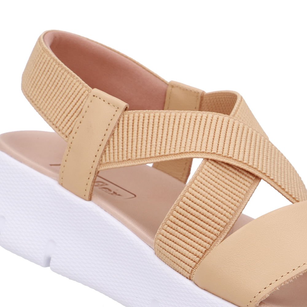 Sandália Papete Couro Bege Creme Tiras Creme 4