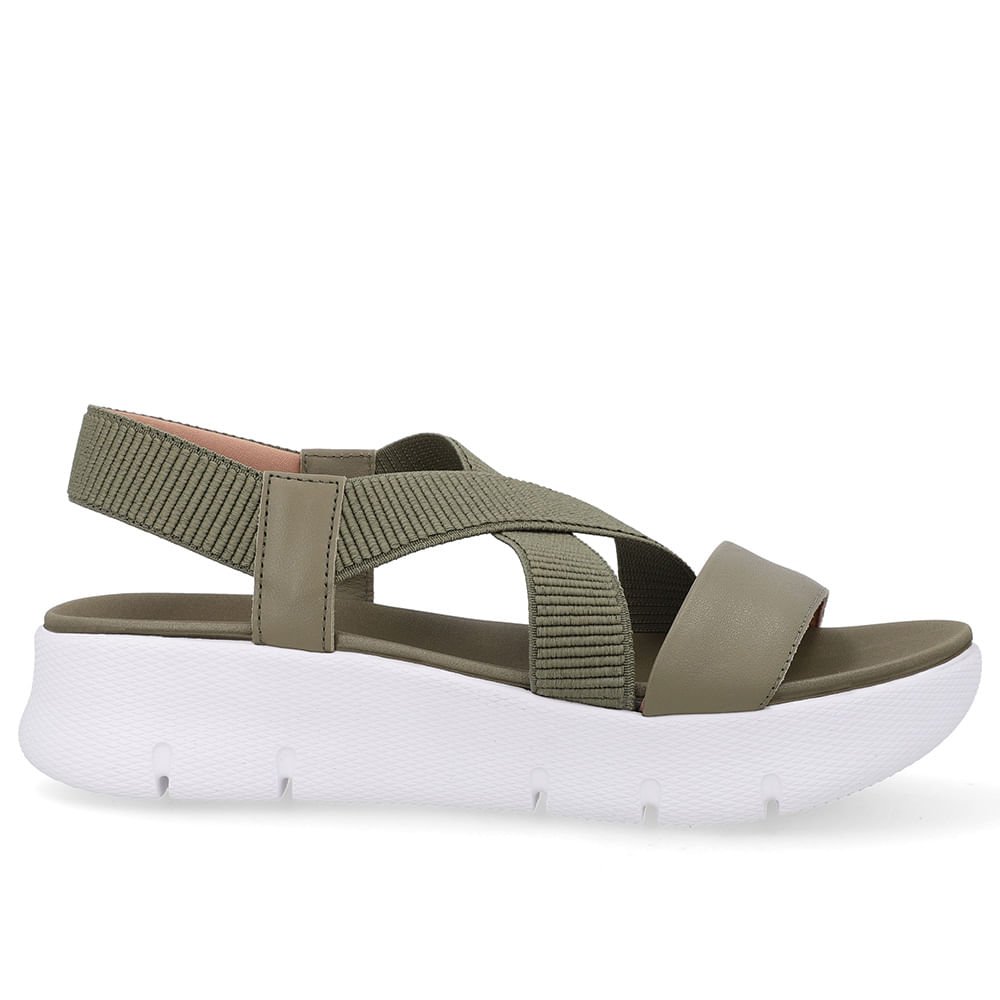 Sandália Papete Couro Verde Tiras