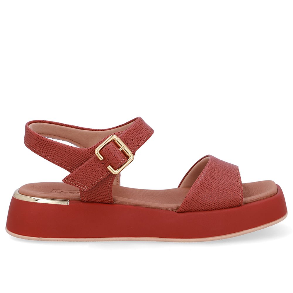 Sandália Couro Marrom Terracota Detalhe Dourado Terracota/Dourado 1