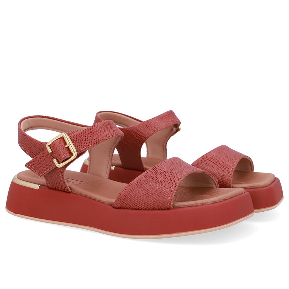 Sandália Couro Marrom Terracota Detalhe Dourado Terracota/Dourado 2