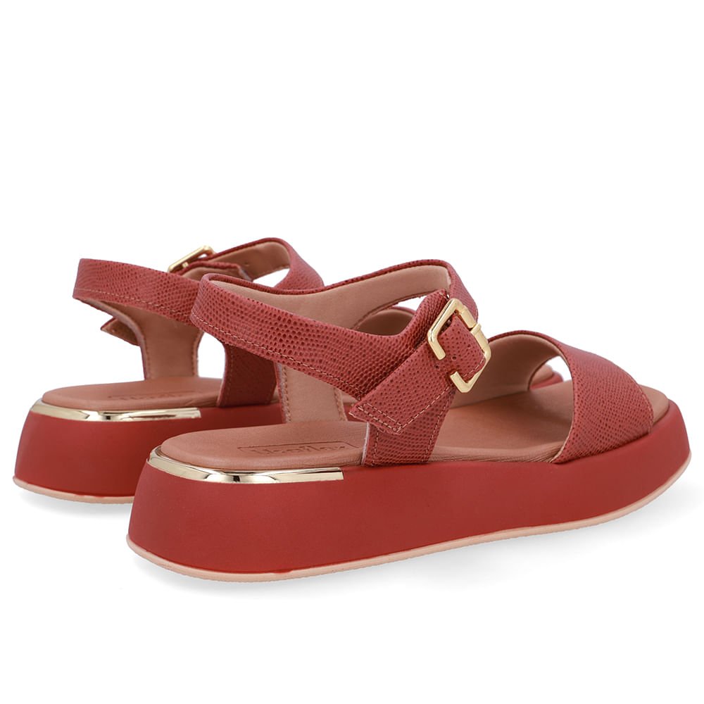 Sandália Couro Marrom Terracota Detalhe Dourado Terracota/Dourado 3