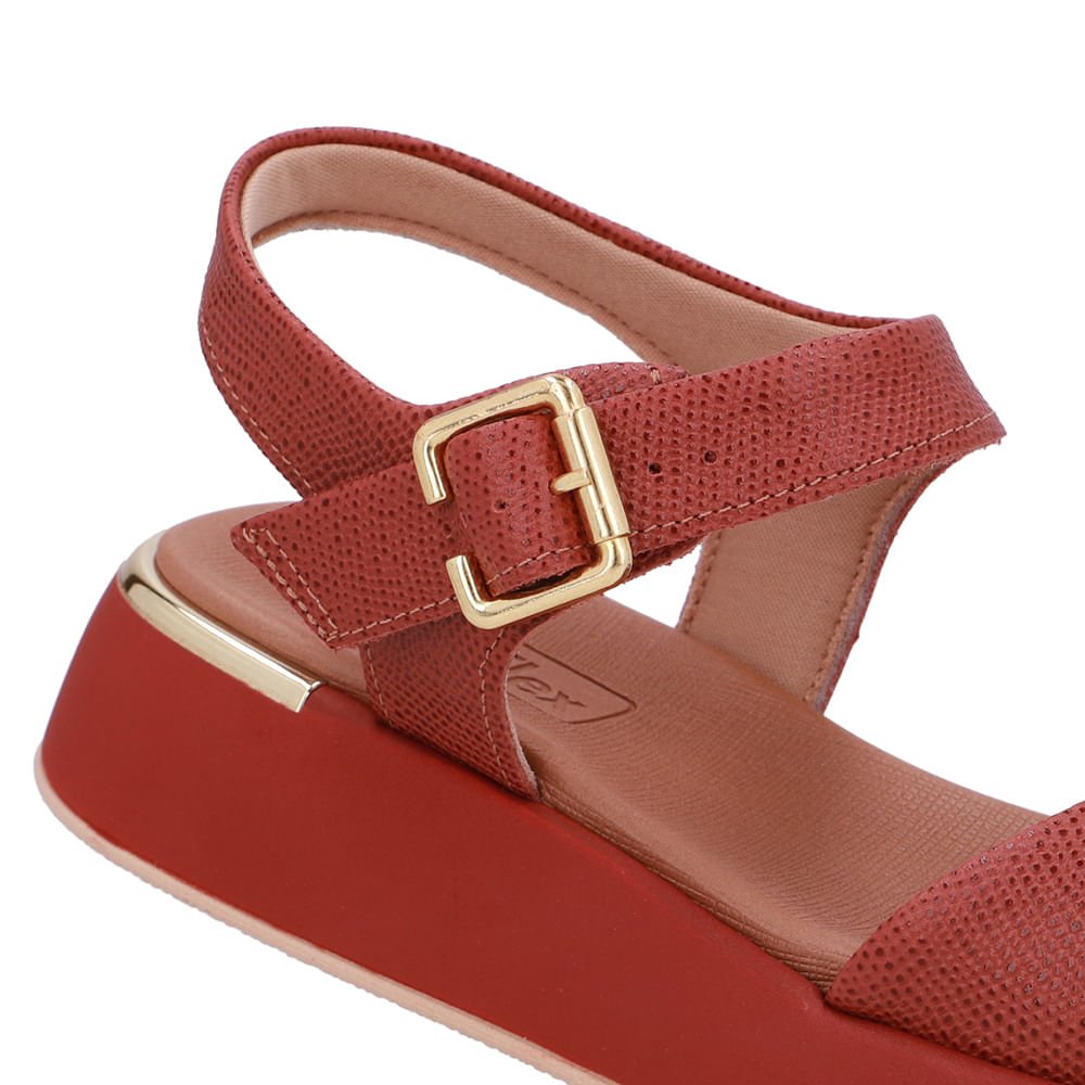 Sandália Couro Marrom Terracota Detalhe Dourado Terracota/Dourado 4