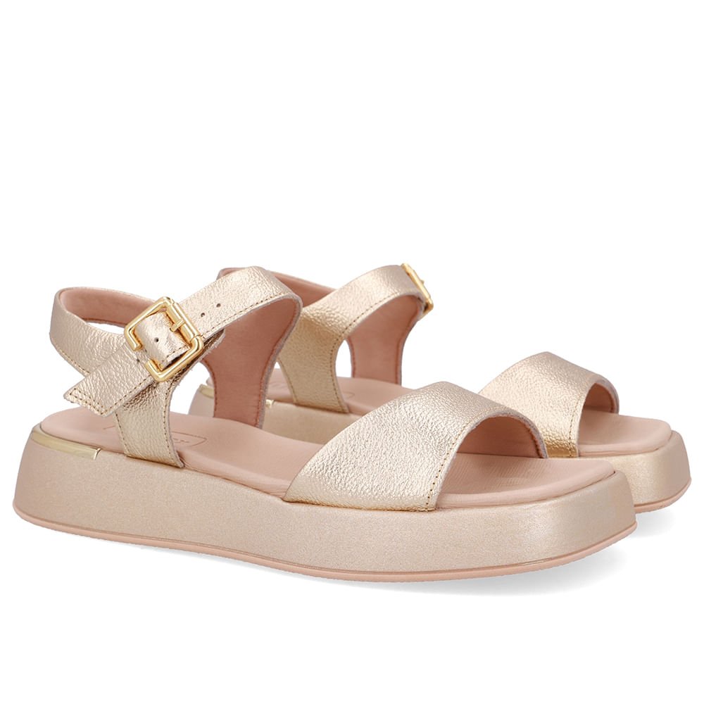 Sandália Couro Dourada Detalhe Dourado Dourado 2