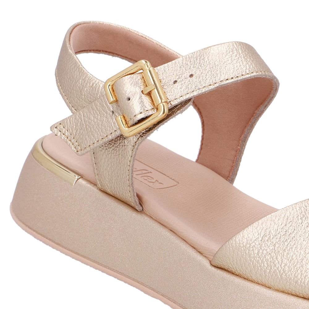 Sandália Couro Dourada Detalhe Dourado Dourado 4