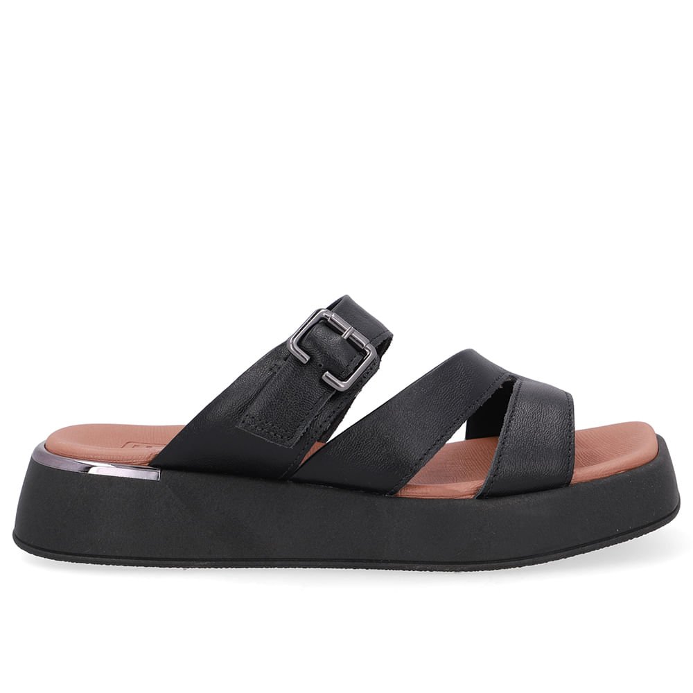 Tamanco Couro Preto Detalhe Fivela