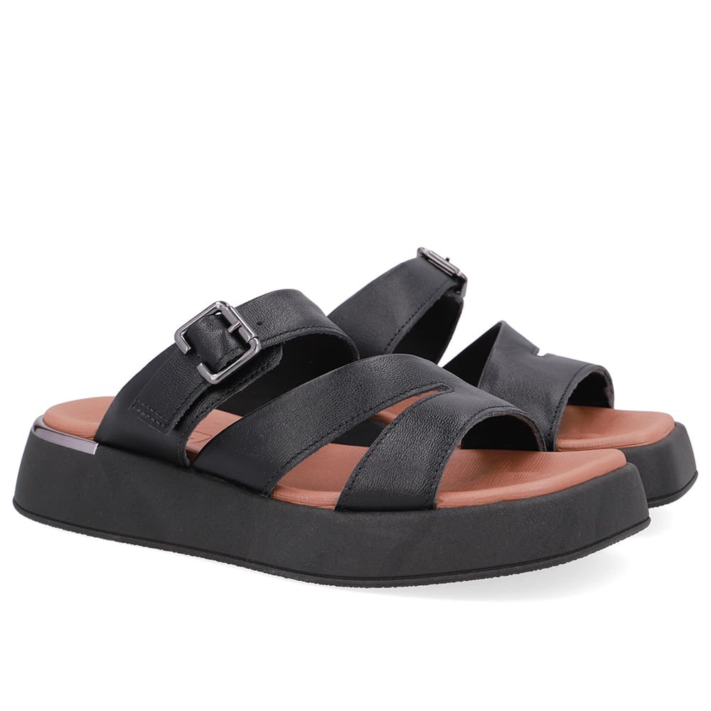 Tamanco Couro Preto Detalhe Fivela Preto 2