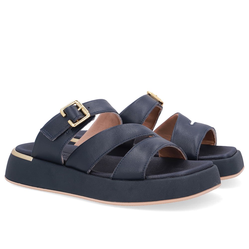 Tamanco Couro Azul Detalhe Fivela Azul 2