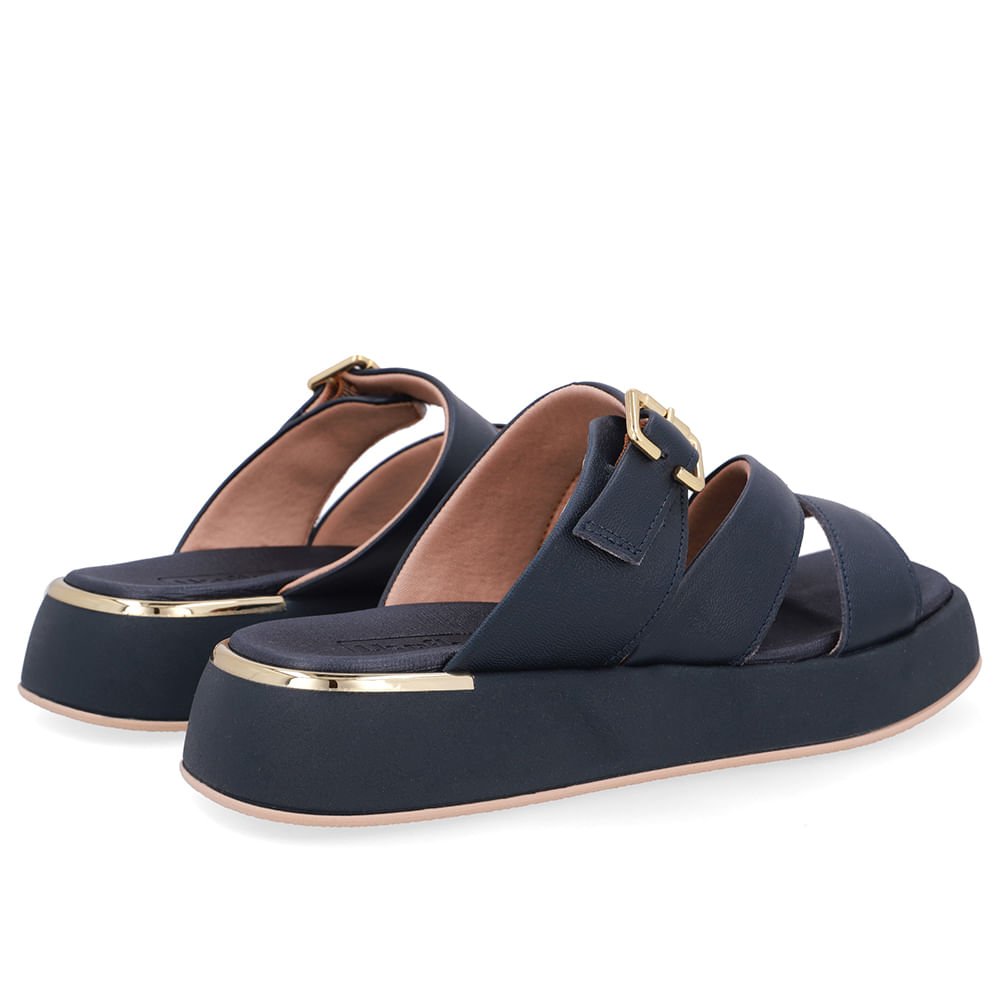 Tamanco Couro Azul Detalhe Fivela Azul 3