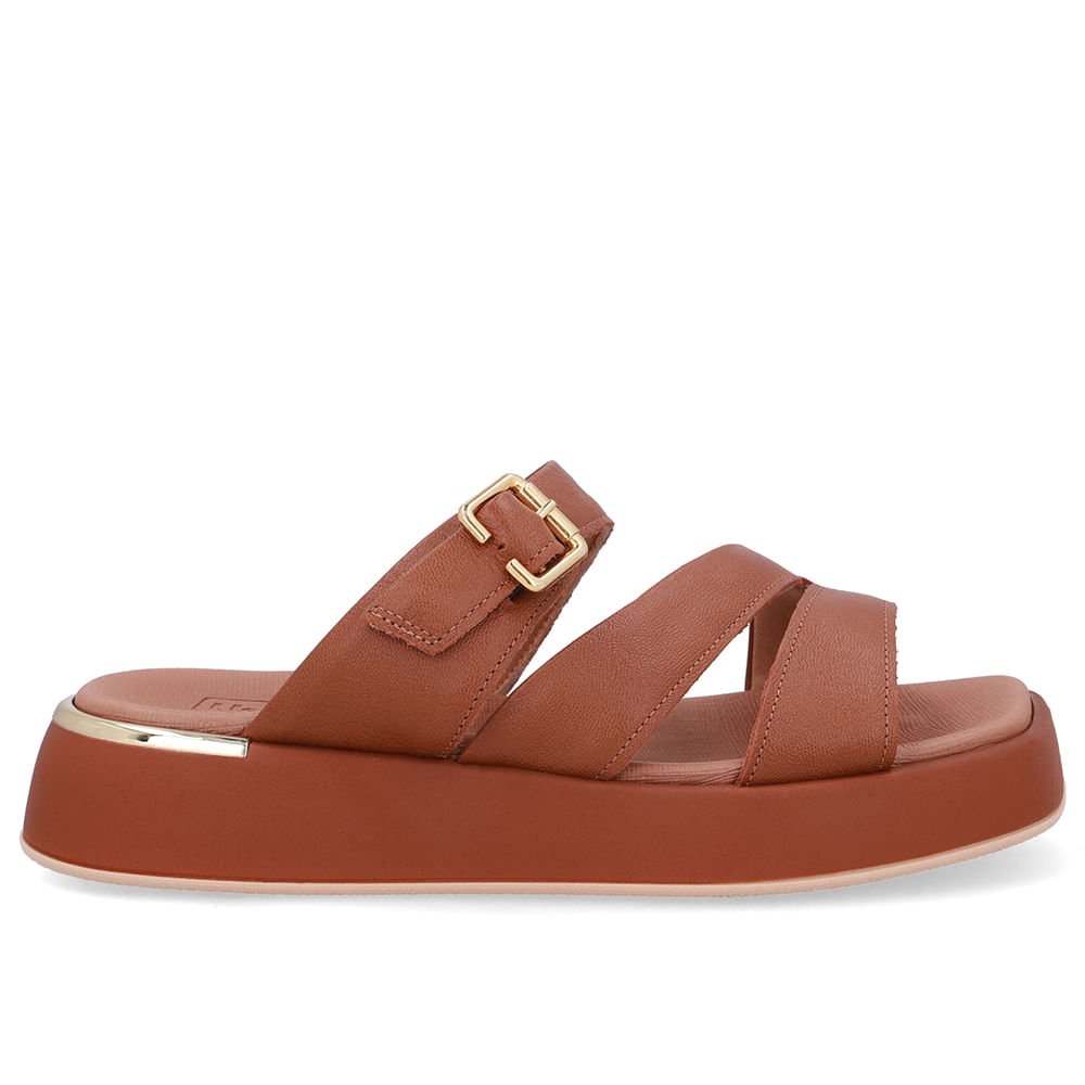 Tamanco Couro Marrom Detalhe Fivela