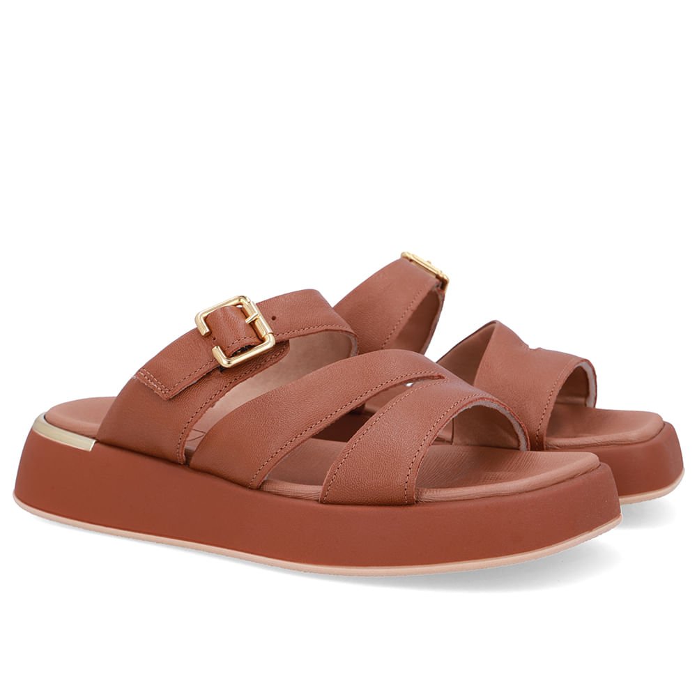 Tamanco Couro Marrom Detalhe Fivela Marrom 2