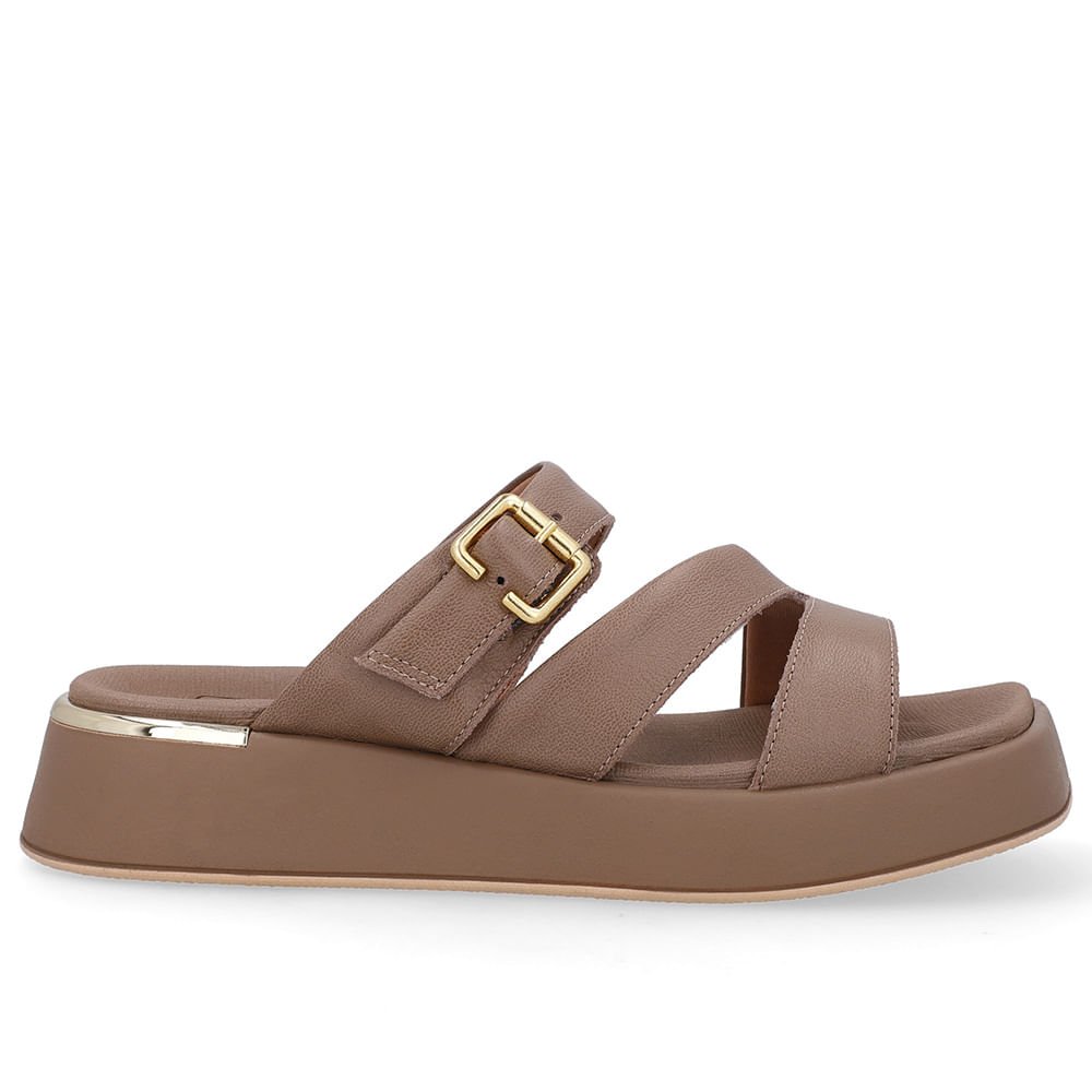 Tamanco Couro Marrom Fendi Detalhe Fivela